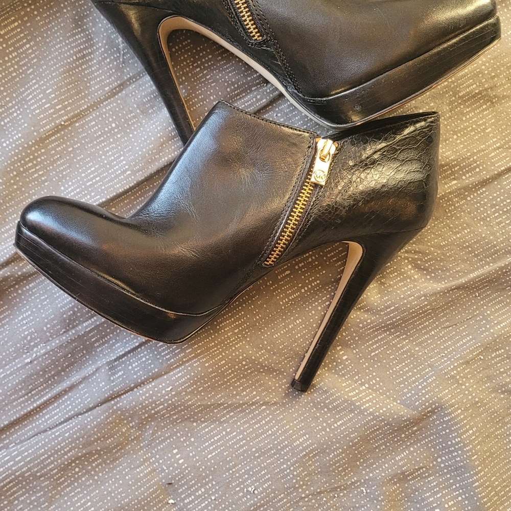 Michael Kors Black Leather & Python York Ankle Bo… - image 8